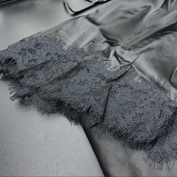 Black satin lace cami set top and bottom - Picture 6 of 14